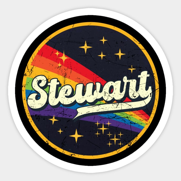 Stewart // Rainbow In Space Vintage Grunge-Style Sticker by LMW Art